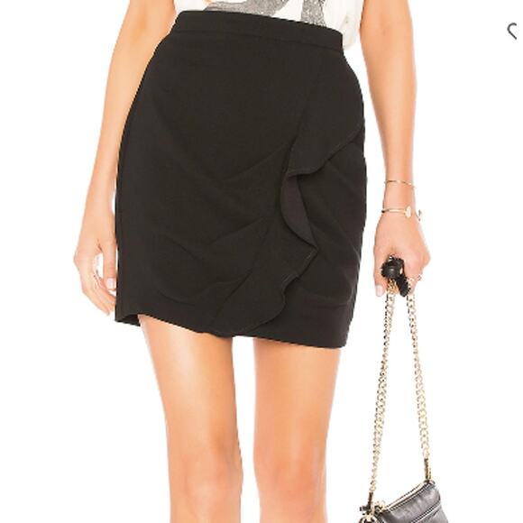 BCBGeneration Womens Black Ruffle A-Line Mini Skirt Size 4 Career Office - Picture 1 of 7